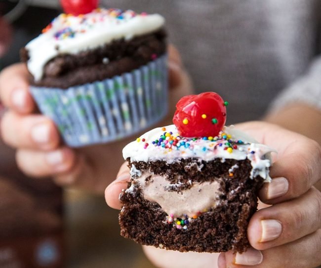 Ice Cream Stuffed Cupcakes